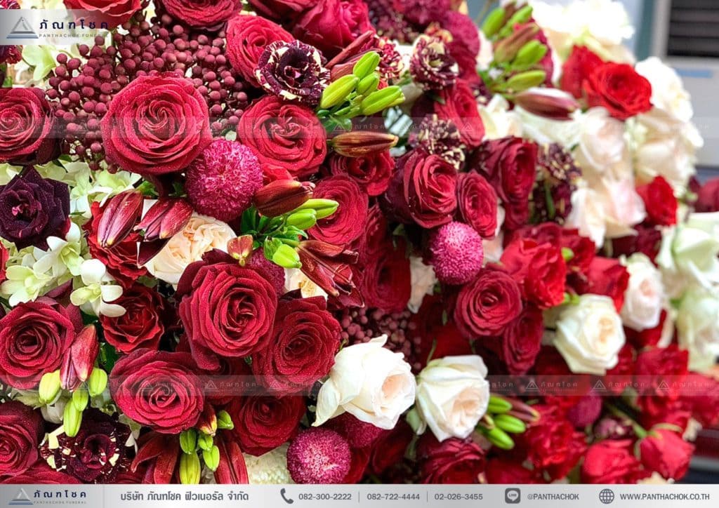 ดอกไม้สีแดง ดอกไม้งานศพ ดอกไม้สดต่างประเทศ
