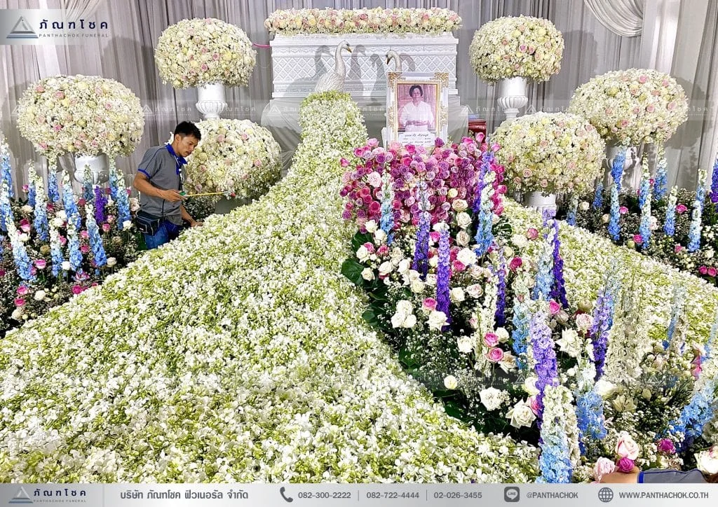 ดอกไม้ประดับหน้าโลงศพ ดอกไม้สดต่างประเทศ จัดดอกไม้งานศพทั่วประเทศ