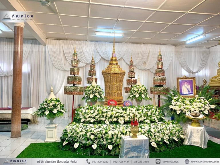 ดอกไม้ประดับหน้าโกศ ชุดดอกไม้2ชั้น
