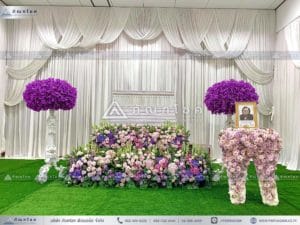 ดอกไม้สดหน้าศพ ณ วัดบ้านทวน ดอกไม้สดหน้าศพ ดอกไม้งานศพ ดอกไม้โทนสีม่วงชมพู