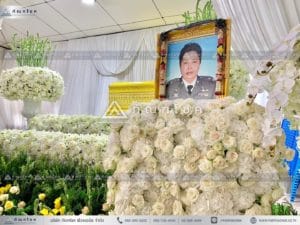 นกยูงงานศพ วัดไทร นครปฐม รับจัดสวนดอกไม้อลังการนครปฐม จัดงานศพเรียบง่าย จัดงายศพแบบมีนกยูง
