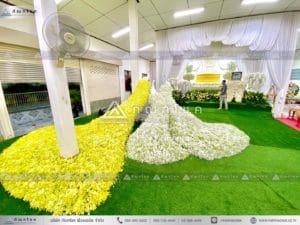 นกยูงงานศพ วัดไทร นครปฐ ดอกไม้งานศพแบบสวน จัดสวนสวยๆในงานศพ ร้านดอกไม้งานศพดารา