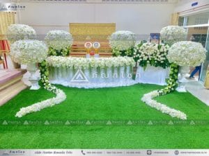 ดอกไม้งานศพแบบพุ่ม โทนสีขาว